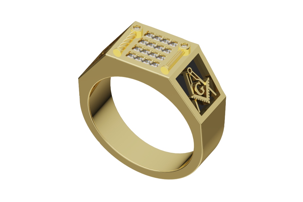 Princess  cut  Masonic Signet Ring