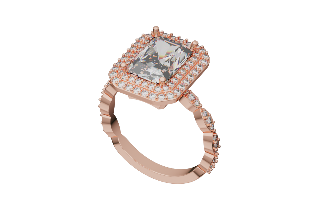 Radiant Double Halo Eternity Engagement Ring