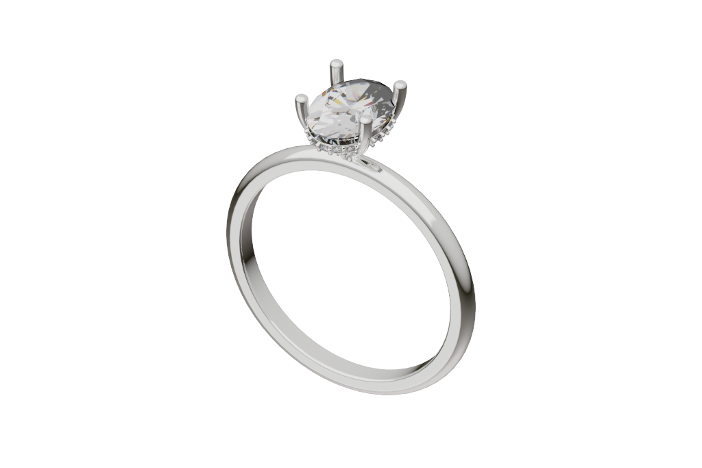Oval Hidden Halo Engagement Ring