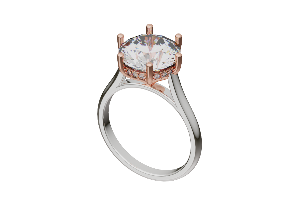 Round Hidden Halo Engagement Ring