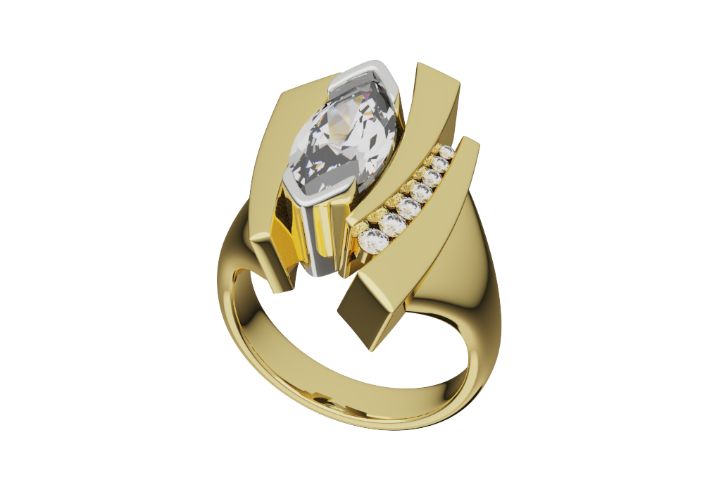 Marquise Pave Geometric Band