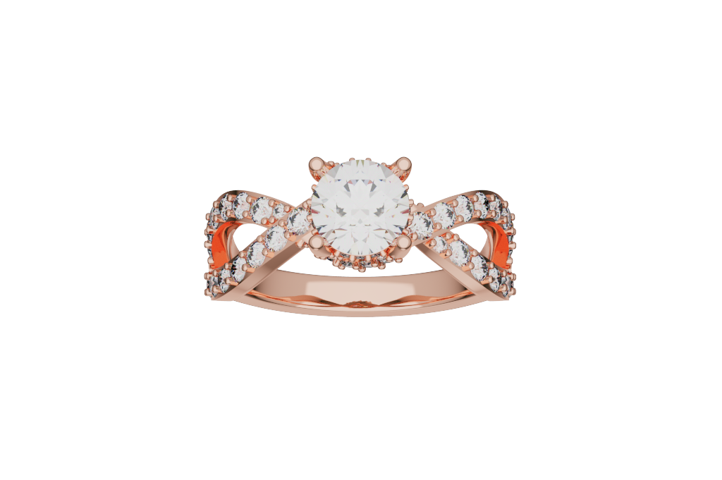 Round Hidden Halo Split-Shank Engagement Ring