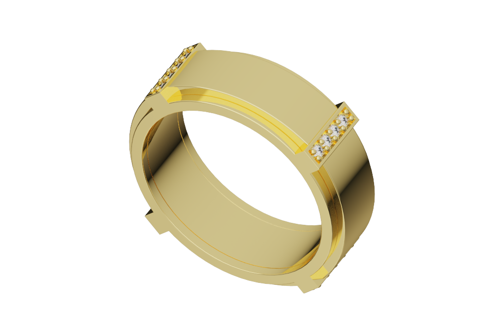 Round Bar Pave Band