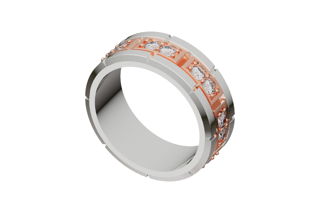 Round Shared-Prong Rectangular Band