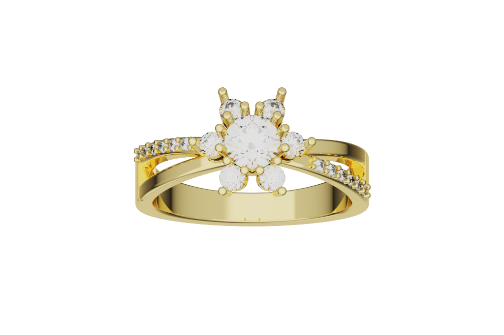 Round Cluster Split-Shank Engagement Ring