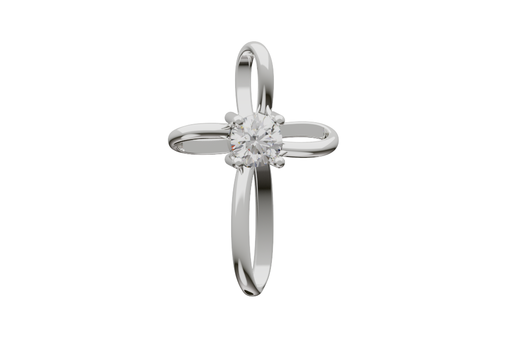 Cross Solitaire Pendant