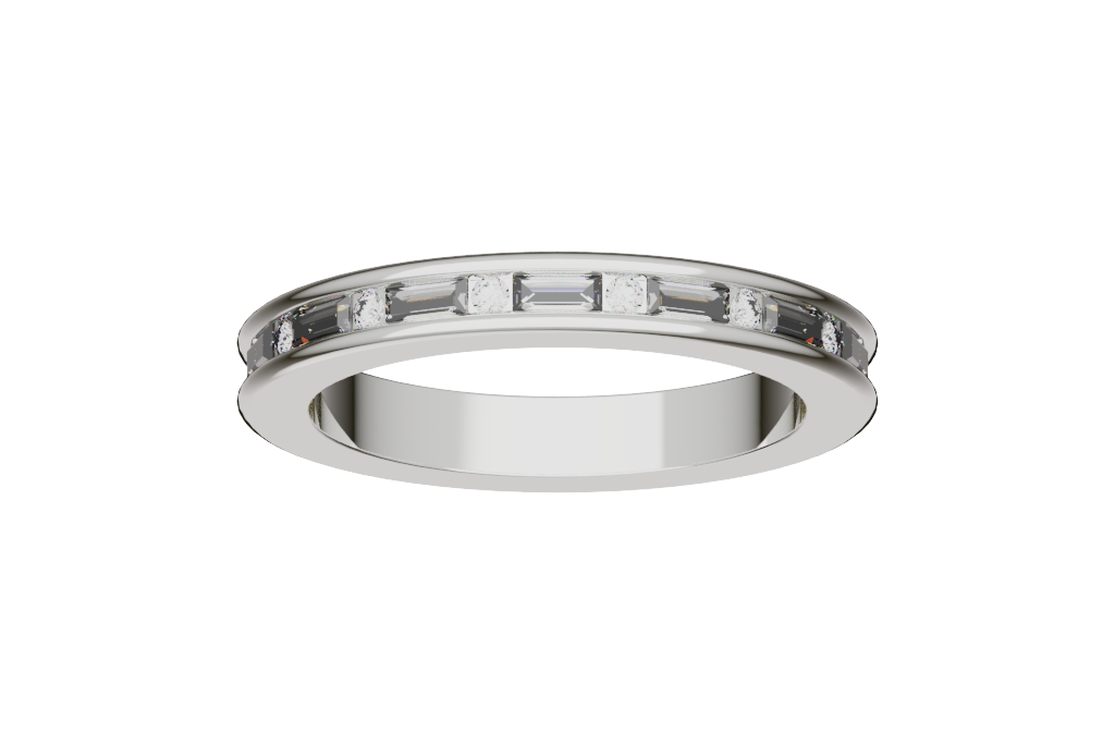Baguette Channel-Set Domed Band