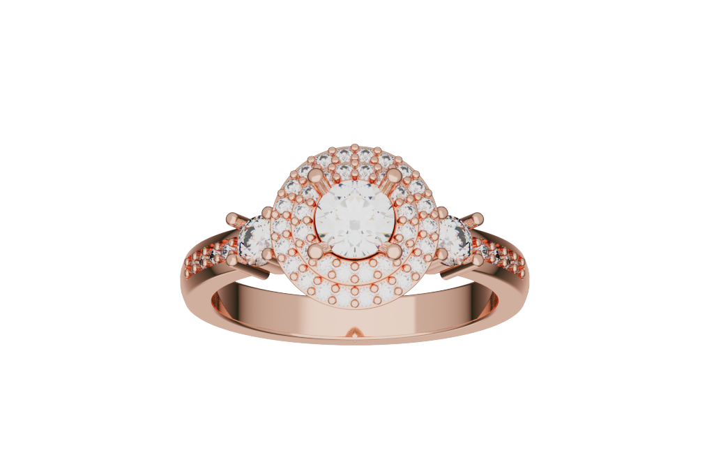 Round Double Halo Vintage Engagement Ring