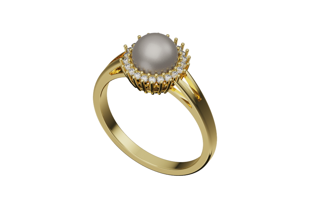 Pearl Halo Solitaire Ring