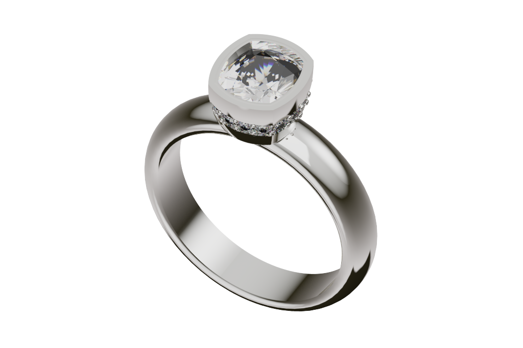 Cushion Hidden Halo Ring