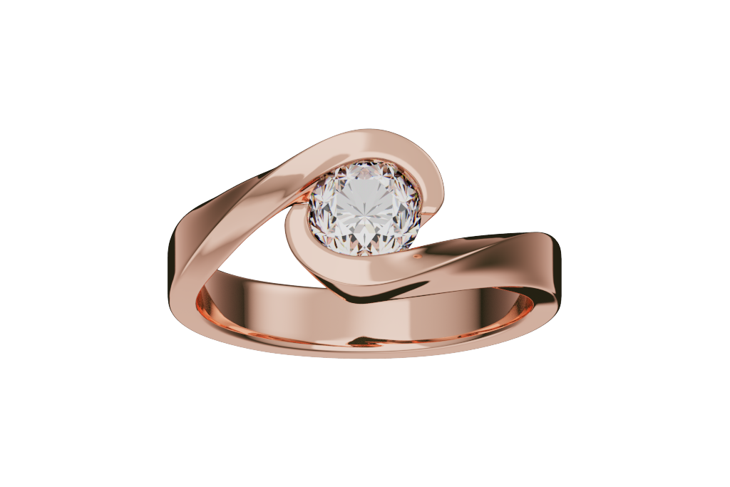Semi-bezel Bypass Solitaire Ring