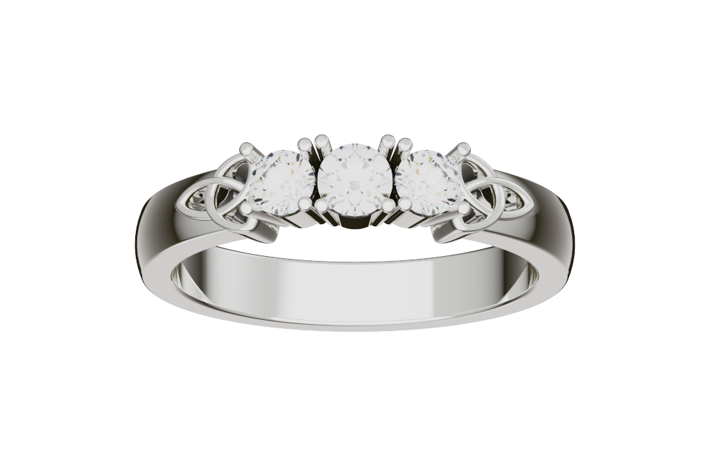 Round Three-Stone  Celtic Engagement Ring