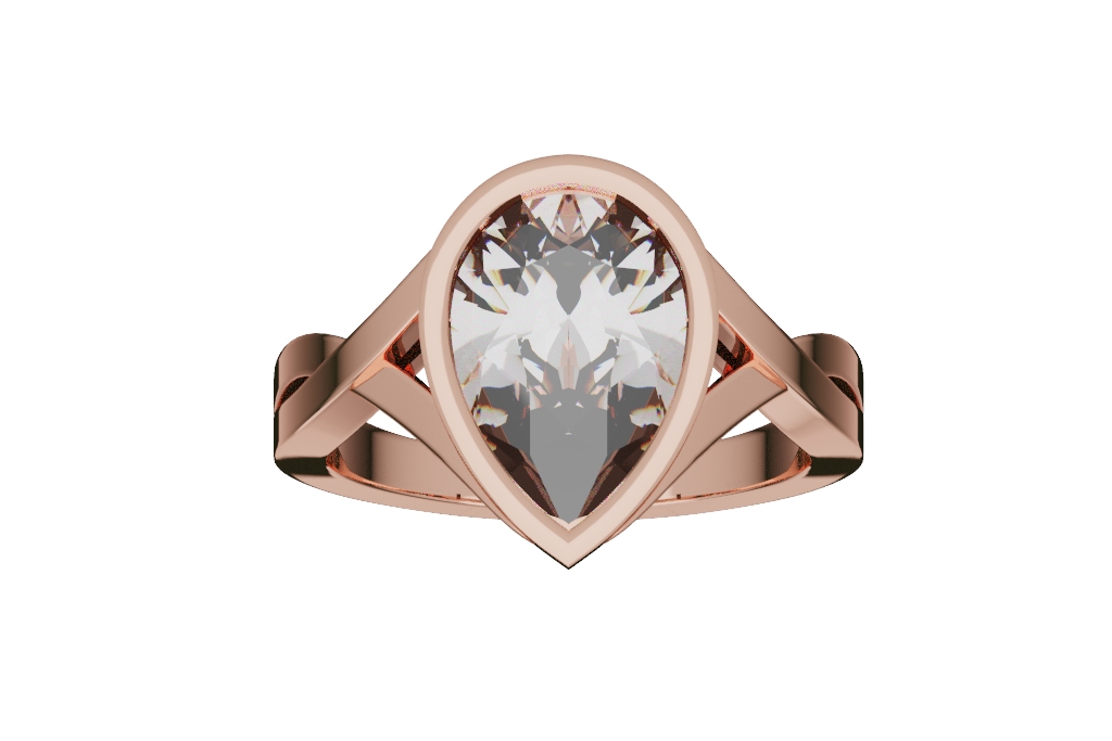 Pear Solitaire Ring Balanced Crown