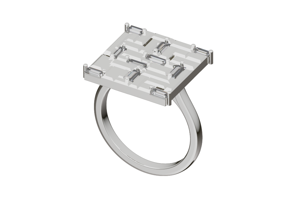 Baguette Halo Cocktail Ring