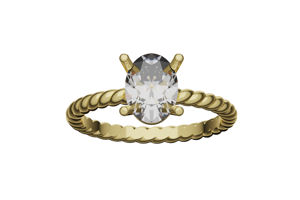Oval Solitaire Ring Elongated Crown