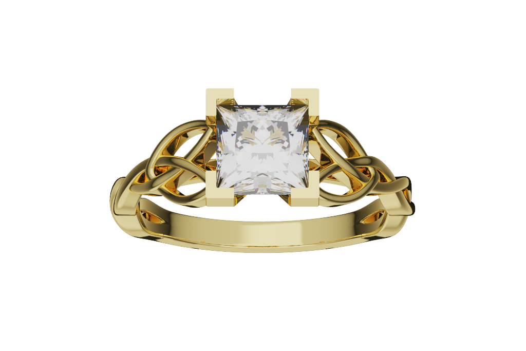 Princess Solitaire Mounting Ring Polished Gallery