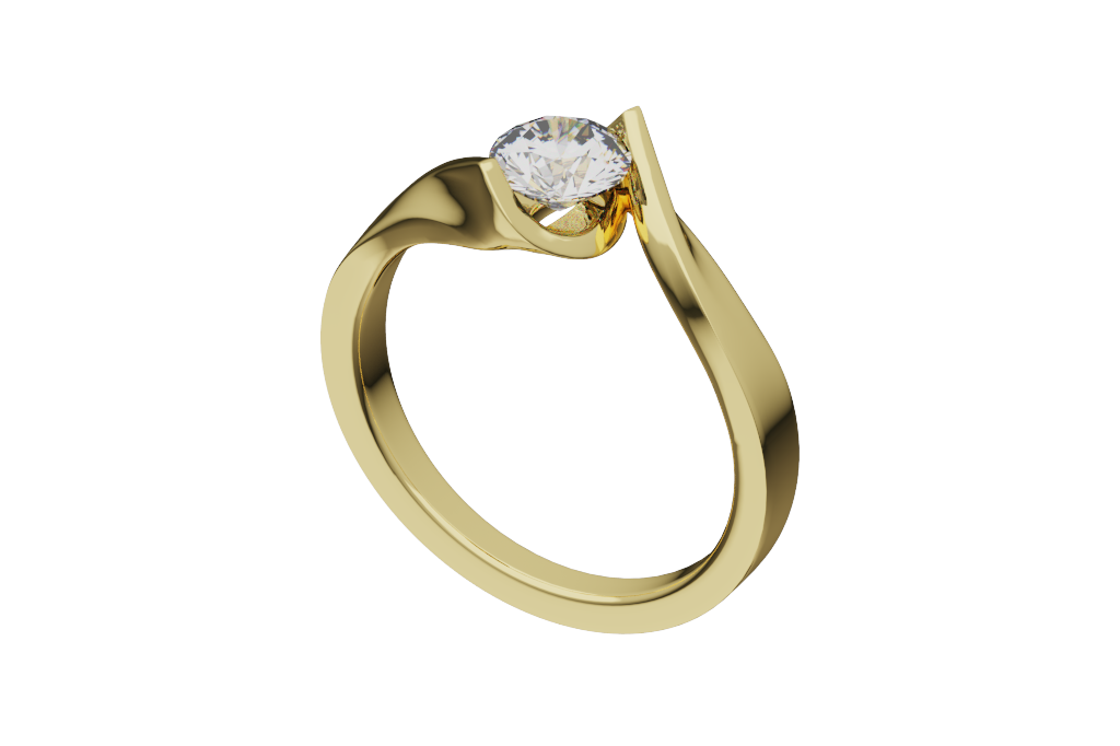 Round Solitaire Mounting Ring Elongated Crown