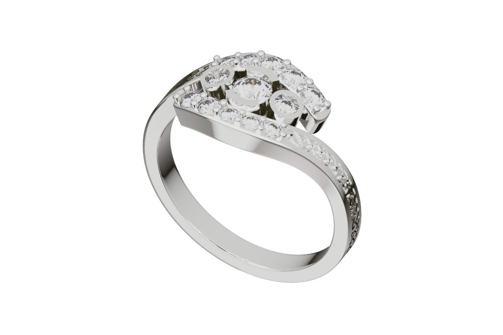 Round Three-Stone Celtic Engagement Ring Halo