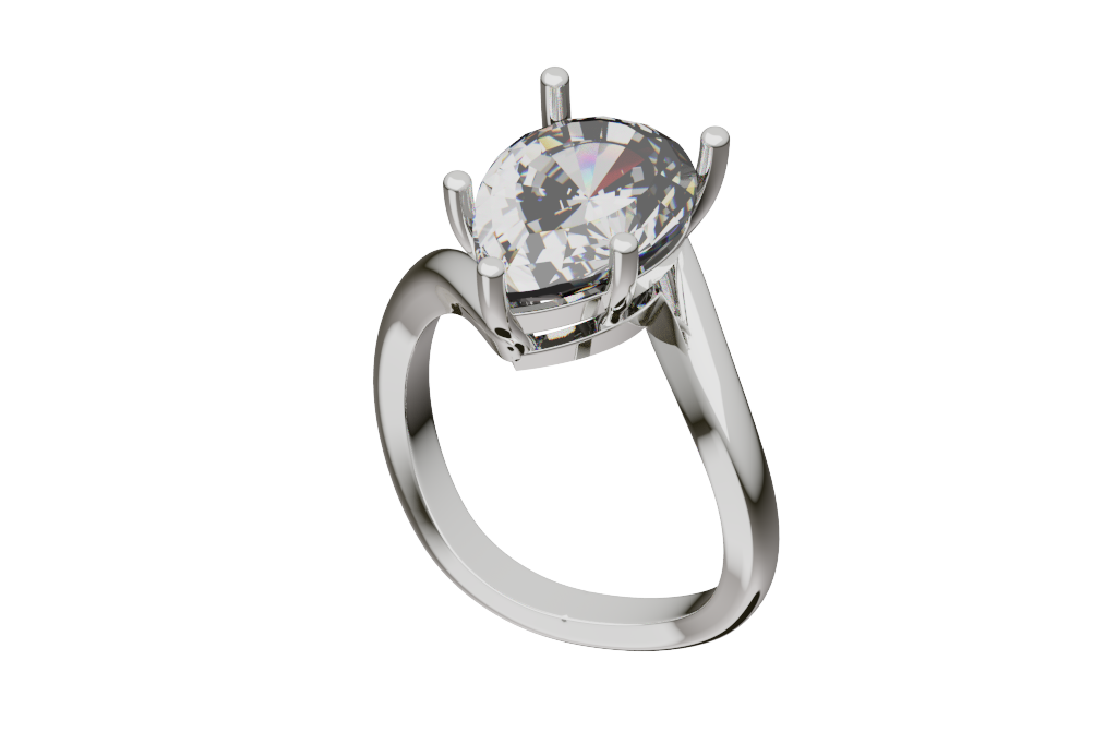 Pear Solitaire Mounting Ring Balanced Crown