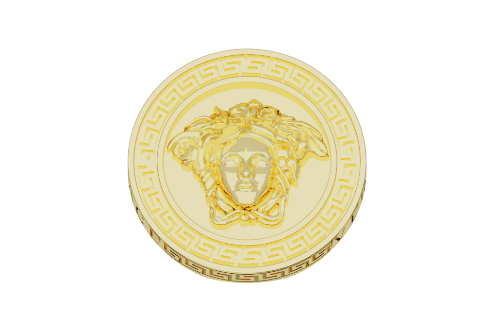 Greek Key Medusa Medallion Signet Ring
