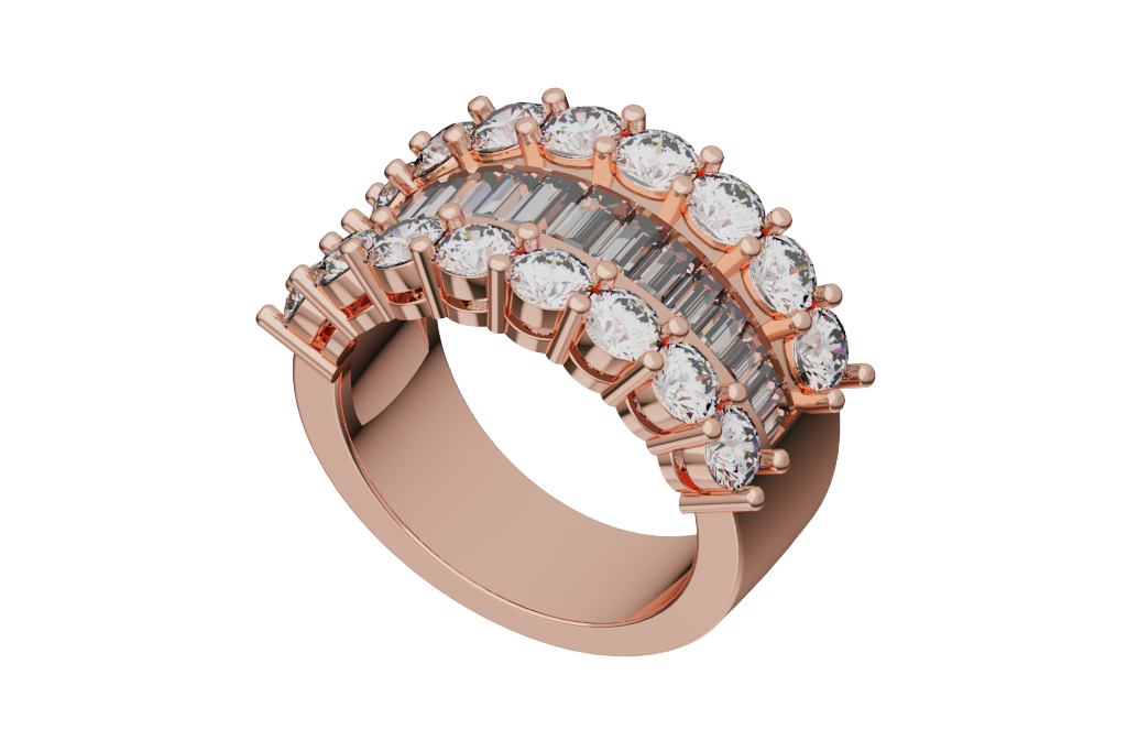 Baguette Cluster Cocktail Ring