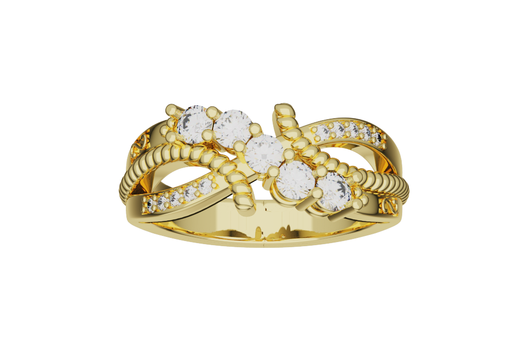 Cluster Cocktail Ring Offset Rope Shoulders