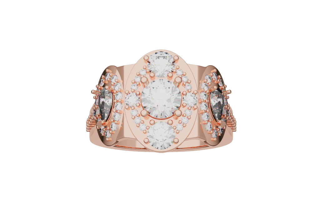 Round Pave Cocktail Ring Sculpted Gallery