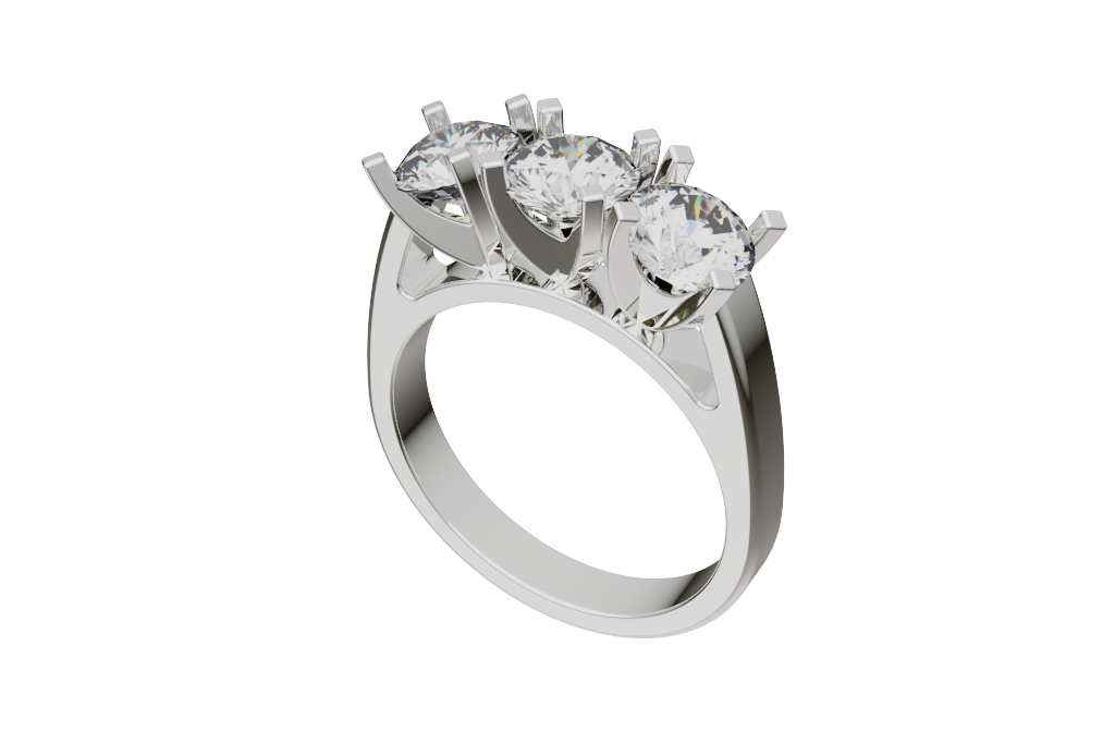 Round Three-Stone Engagement 