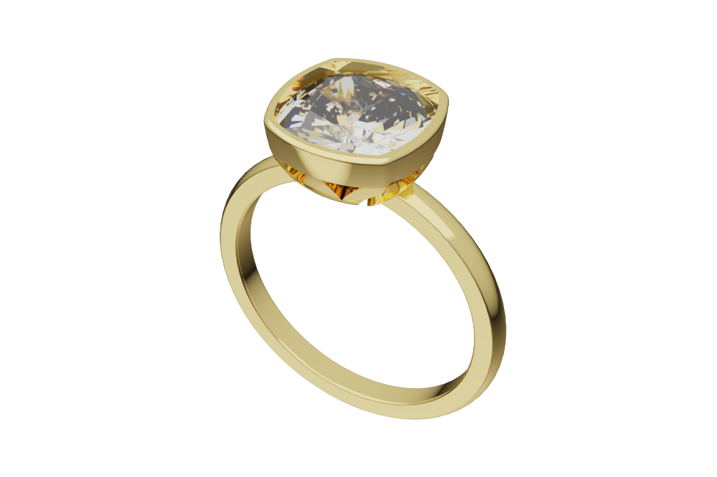 Cushion Solitaire Ring Polished Gallery