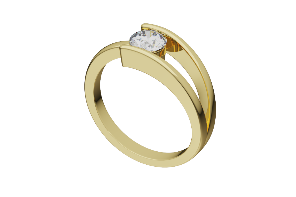 Round Solitaire Ring Polished Gallery Elongated Crown