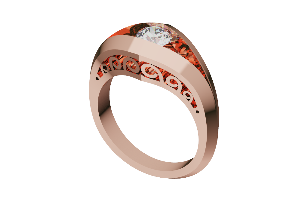 Solitaire Ring Polished Gallery Elongated Crown