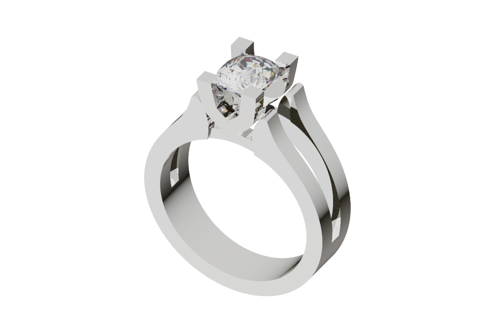 Cushion Solitaire Ring Elongated Crown
