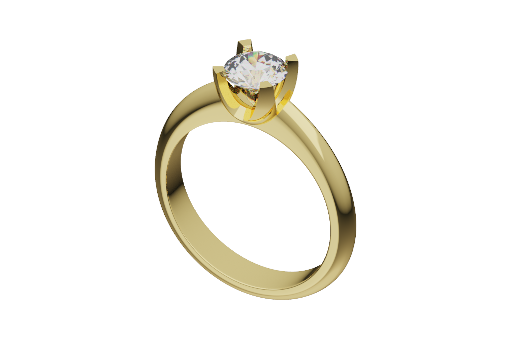 Solitaire Ring Polished Gallery Medium