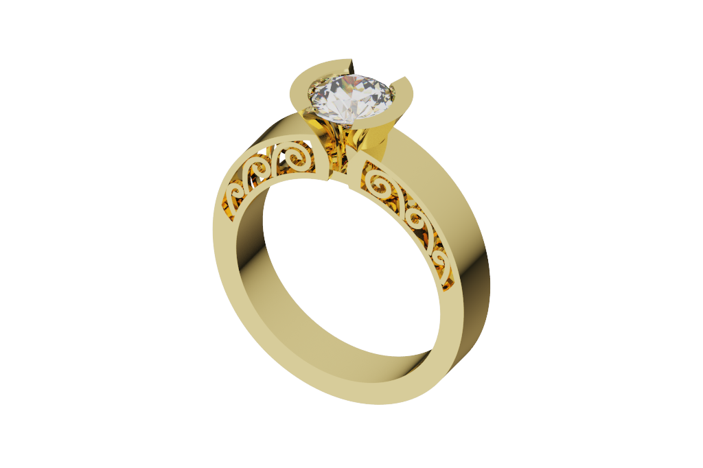 Round Solitaire Mounting Ring Polished Gallery Elongated Crown