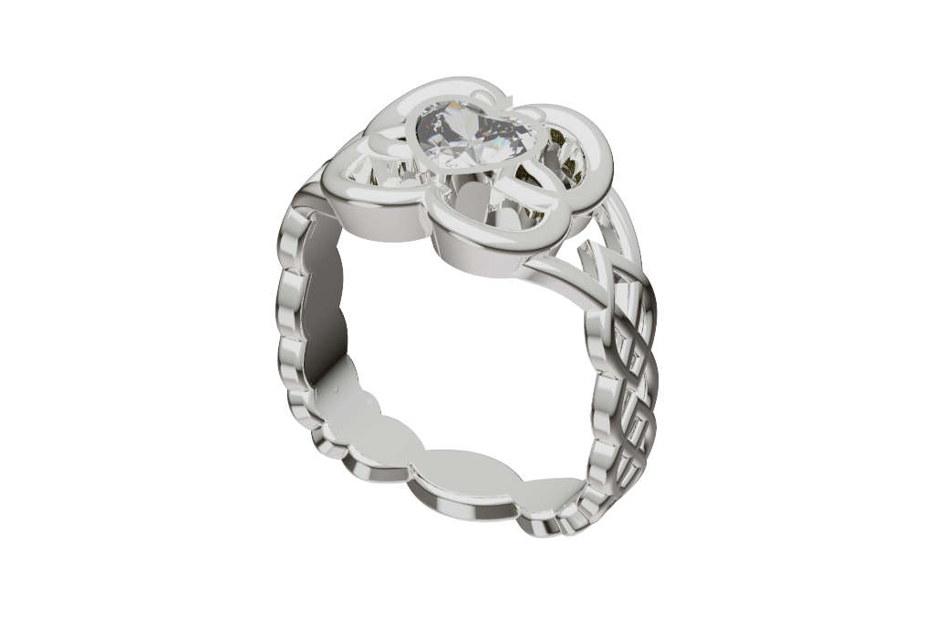 Solitaire Heart Ring Polished Gallery and Square Shank