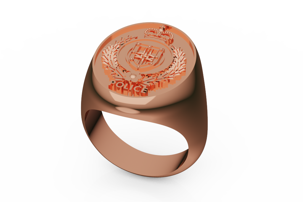 Engraved Crown Crest Cushion Signet Ring