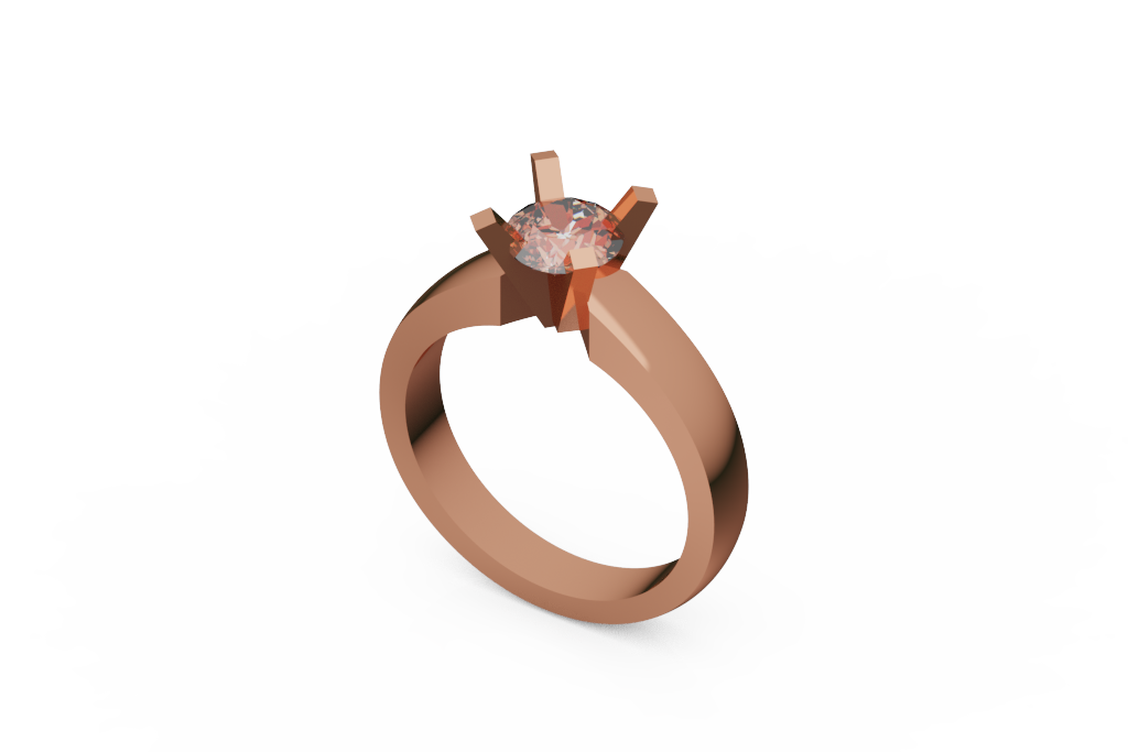 Angular Claw Prong Round Solitaire Ring