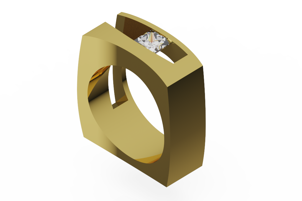 Modern Tension Style Princess Cut Solitaire Ring