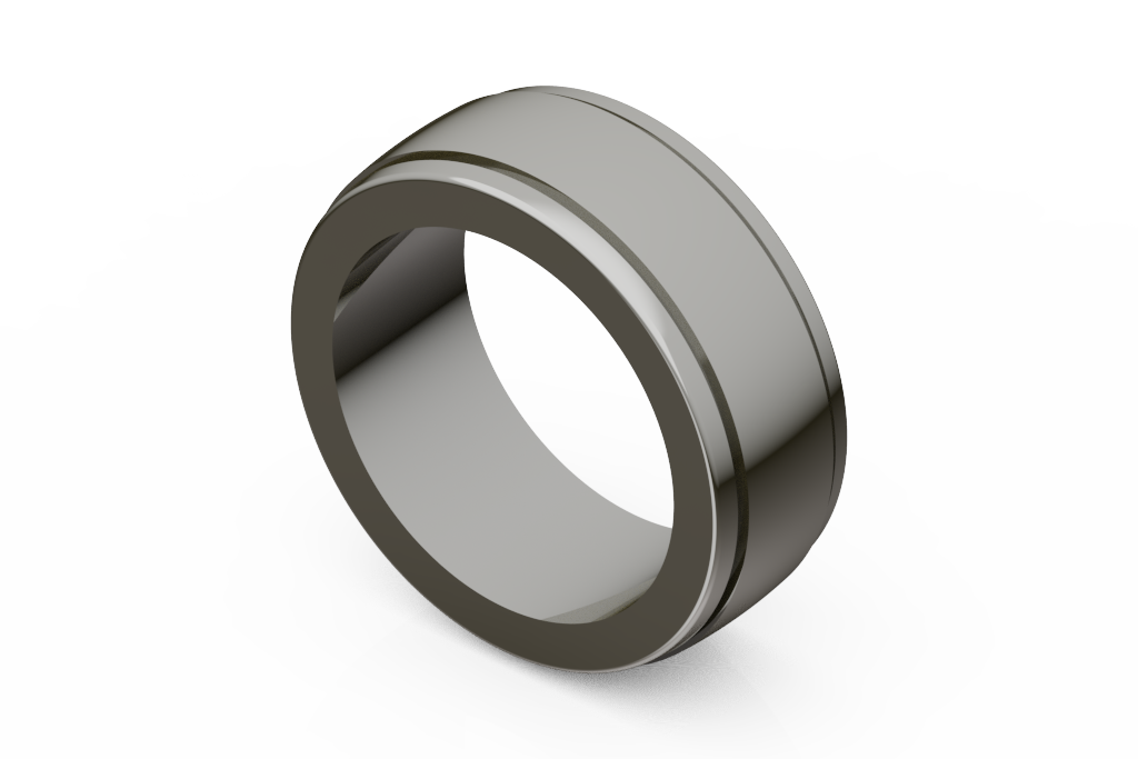 Wide Grooved Polished Wedding Band