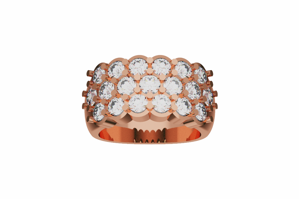 Multi Row Round Diamond Cluster Ring