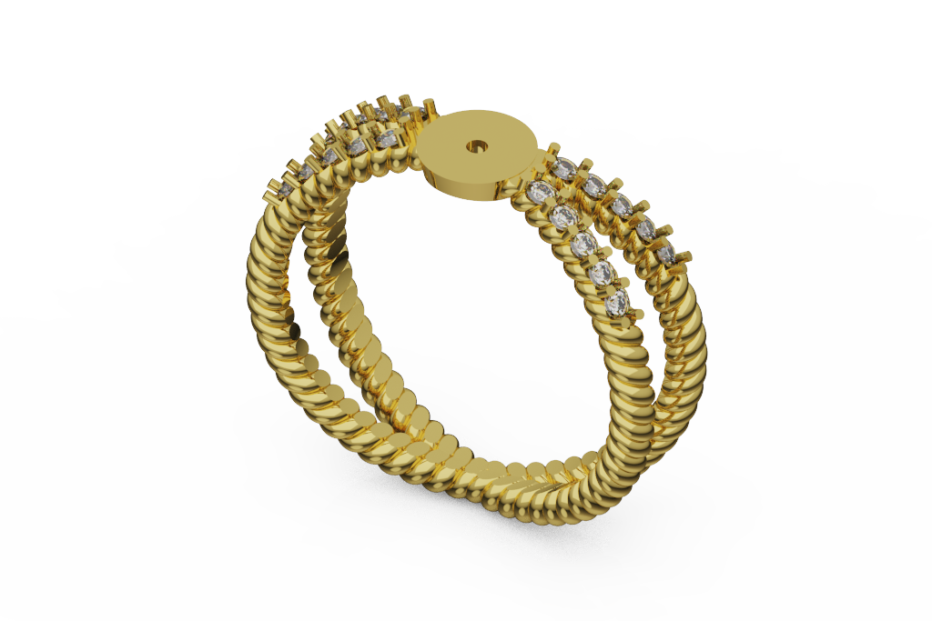 Rope Twist Round Connector Finding With Stone Accents