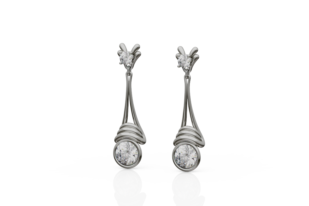 Bezel Set Diamond Drop Earrings