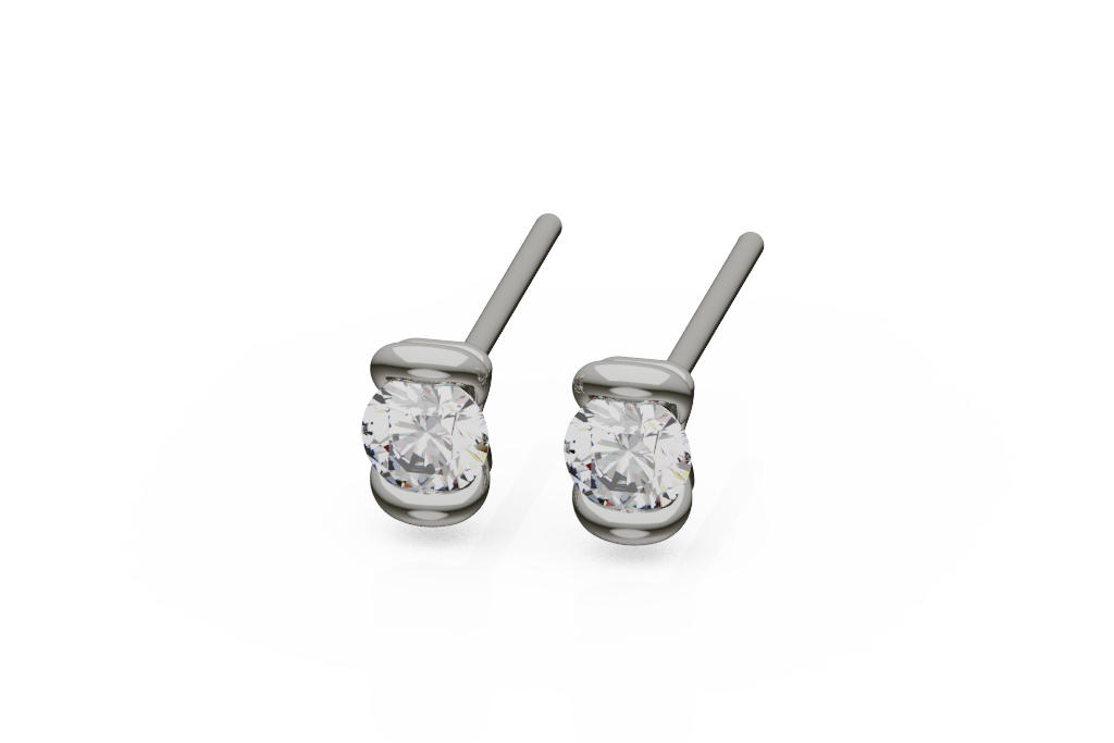 Round Diamond Stud Earrings With Posts
