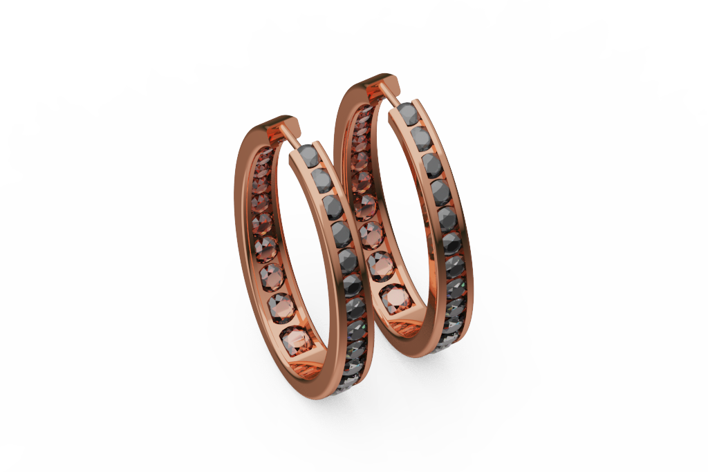Channel Set Diamond Hoop Earrings
