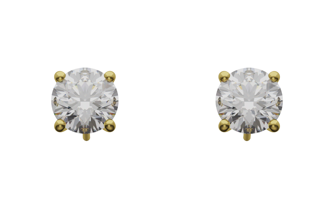 Classic Four Prong Round Diamond Stud Earrings