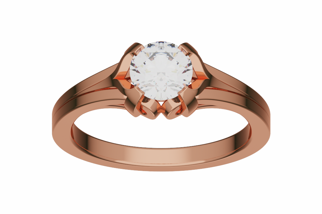 Tulip Basket Round Solitaire Engagement Ring
