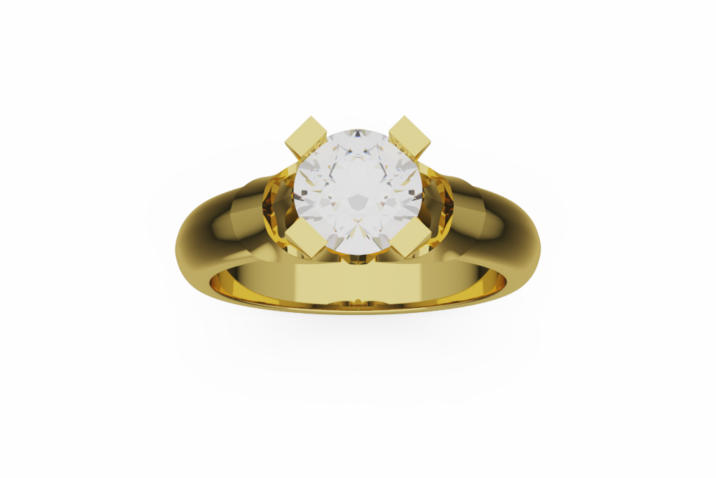 Block Prong Round Solitaire Ring
