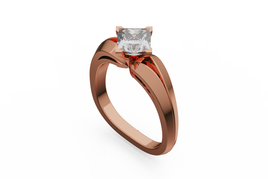 Bypass Kite Set Princess Cut Solitaire Ring