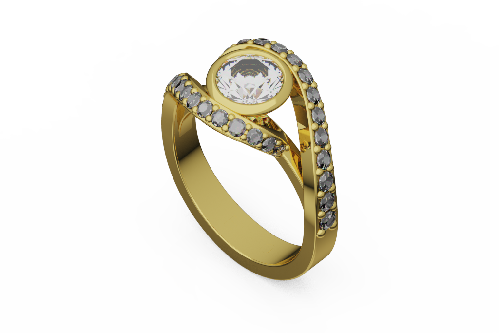 Bezel Center Diamond Bypass Ring