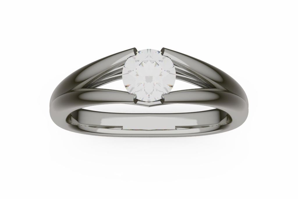 Fine Fan Rail Round Solitaire Ring